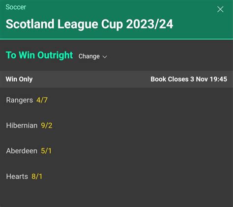 scottish cup odds|scottish league cup betting odds.